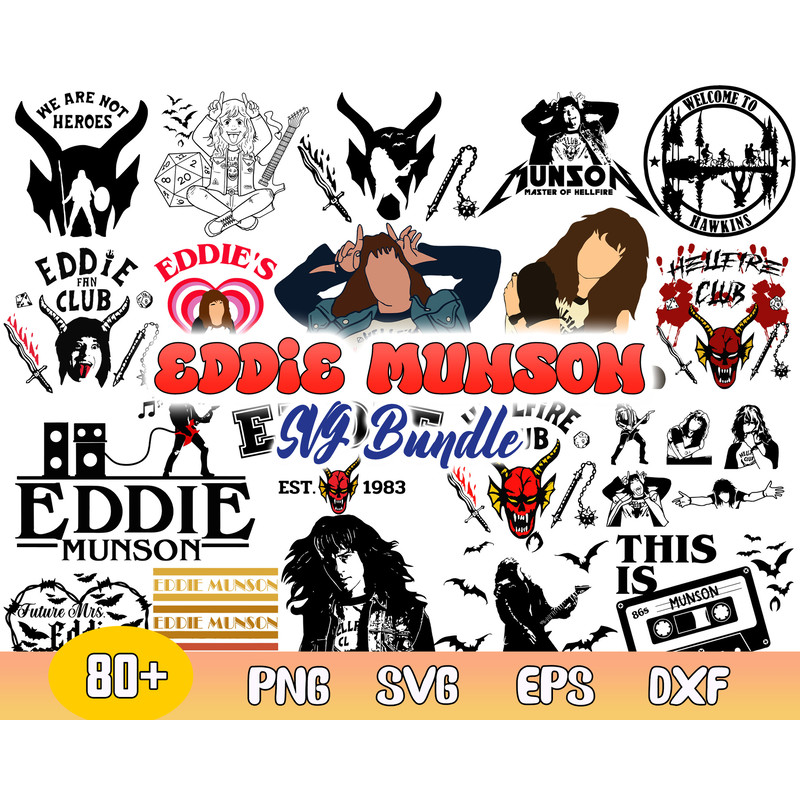 Eddie Munson Bundle Svg, Stranger Things Svg,  Eddie Munson Silhouette Svg, Png Dxf  Eps File.jpg