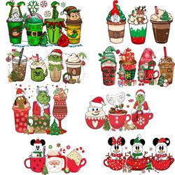 8 christmas coffee grinch bundle png, christmas coffee png