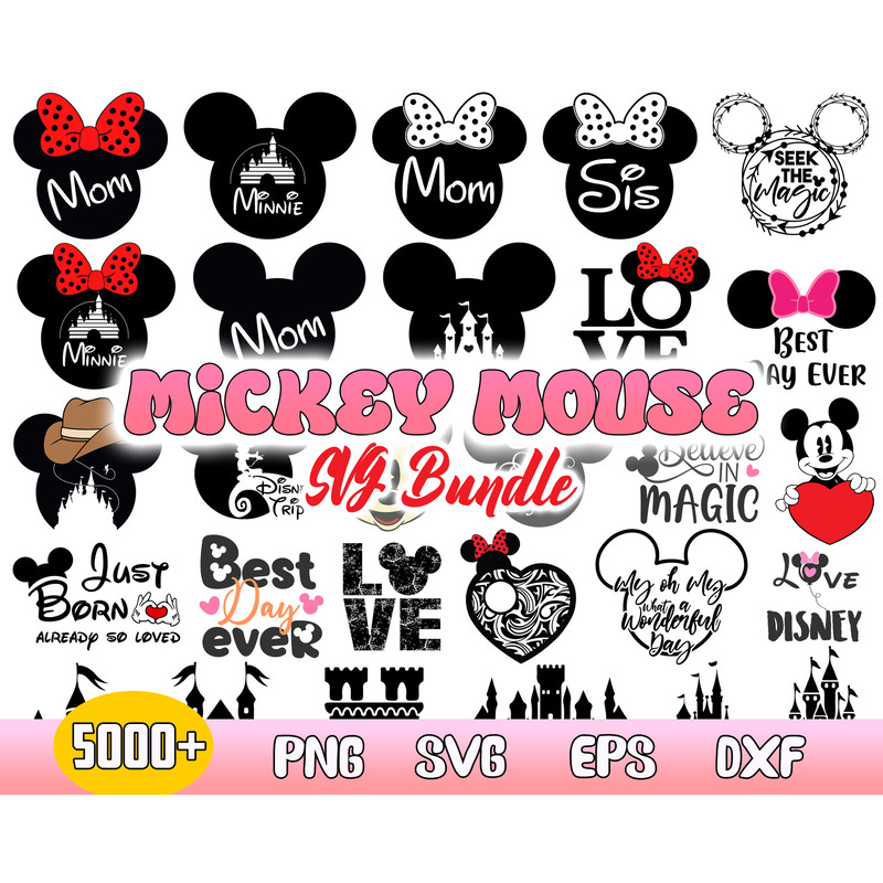 Mickey Mouse Bundle Svg, Mickey Mouse Disney Svg, Mickey Character Svg, Disney Clipart, Instant Download .jpg