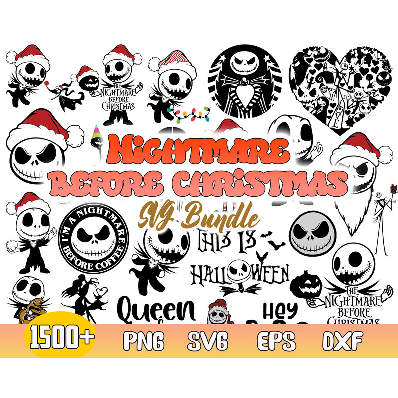 Nightmare Before Christmas Bundle Svg, Jack Skellington Svg, Jack And Sally Svg, Nightmare Christmas Svg.jpg