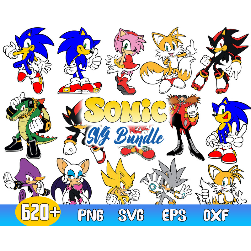 Sonic Bundle Vector, The Hedgehog Svg, Sonic Character Svg, Sonic Svg, Png Dxf Eps File.jpg