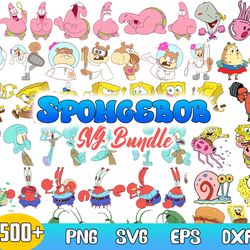 spongebob bundle svg, spongebob svg,  gary svg, squidward svg, patrick svg, png dxf eps file