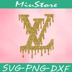louis vuitton drip glitter logo svg,png,dxf,cricut