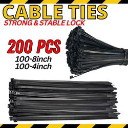 200pcs cable ties zip nylon black nylon wire wrap tie uv weather resistant