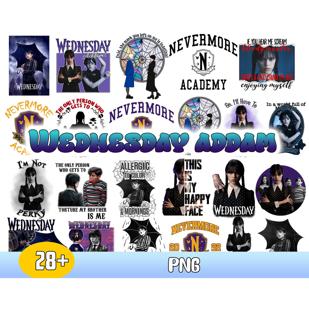 Wednesday Addams Bundle Png, Addams Family Png, Nevermore Academy Logo Png, Cut File.jpg