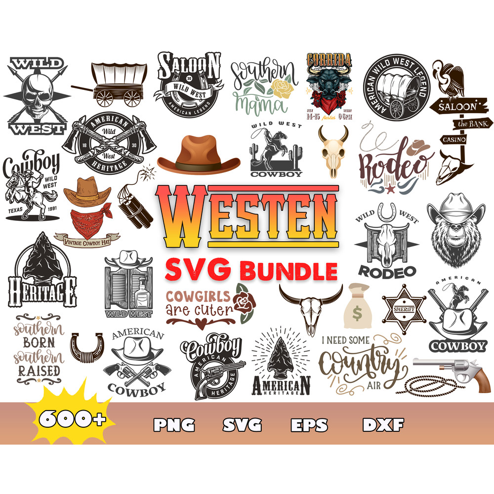 Western Bundle Svg, Country Western Svg, Retro Bull Skull Svg, Wallen Bull Skull Svg, Cowboy Digital Download .jpg