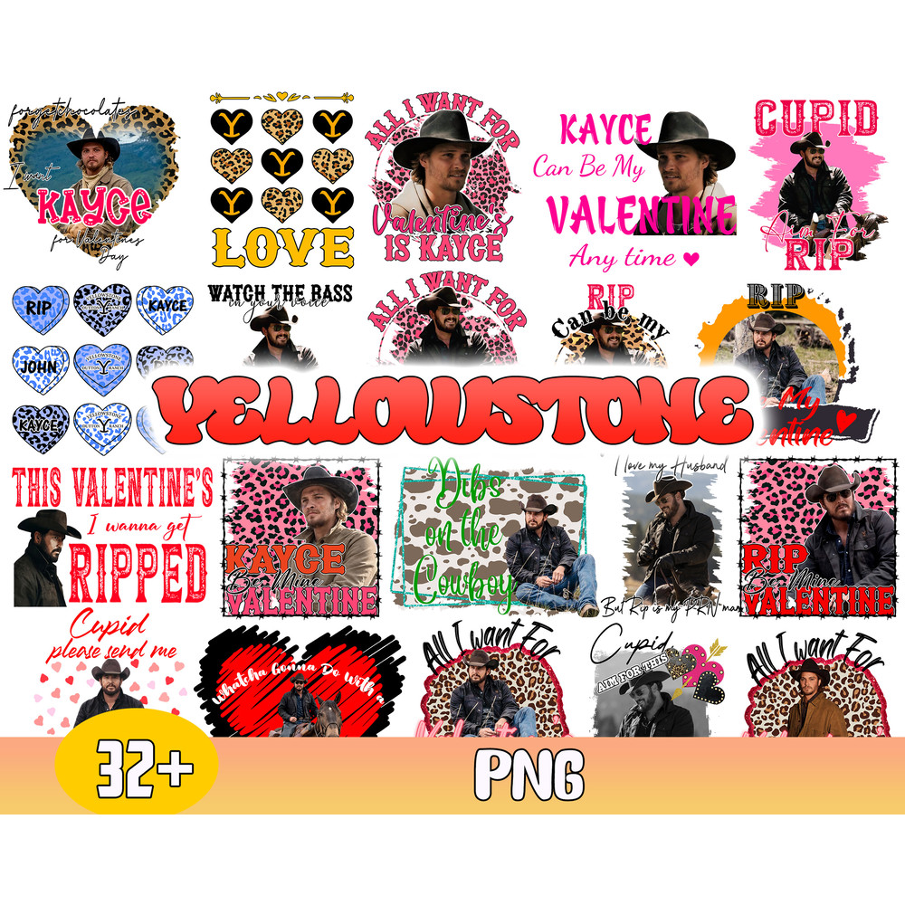 Yellowstone Valentine Bundle Png, Rip Yellowstone Png, Valentine Rip Png, Valentine's Day Png .jpg