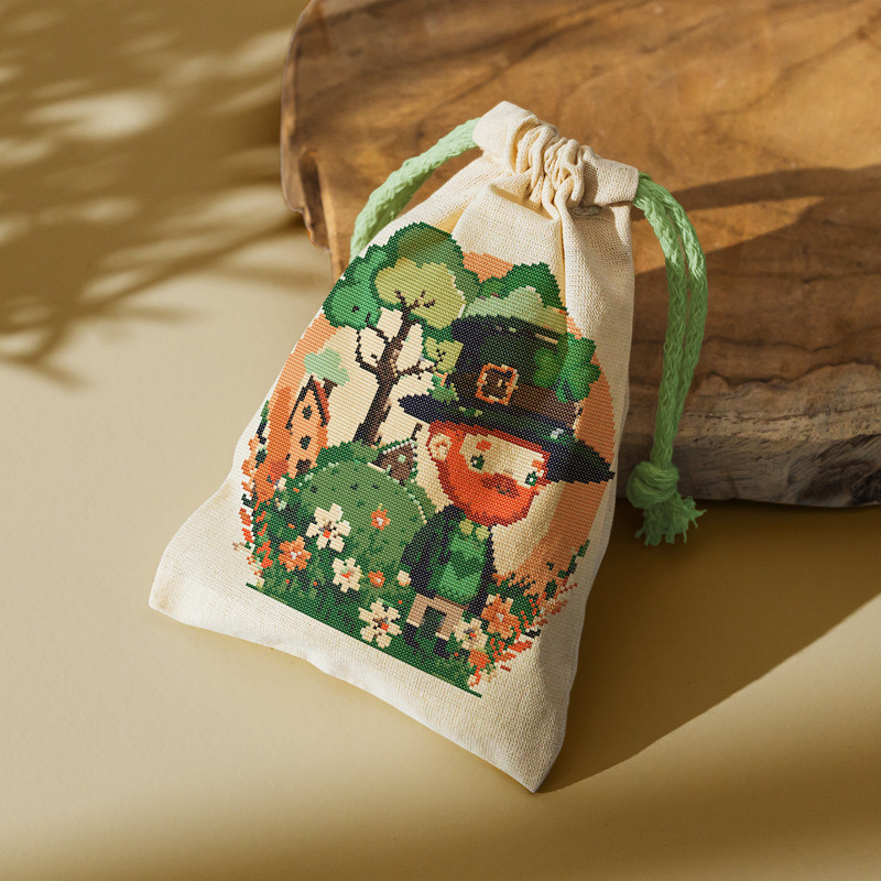 5 Leprechaun with spring flowers, shamrock and hamlet St Patrick day cross stitch digital printable A4 PDF pattern for home decor and gift  .jpg