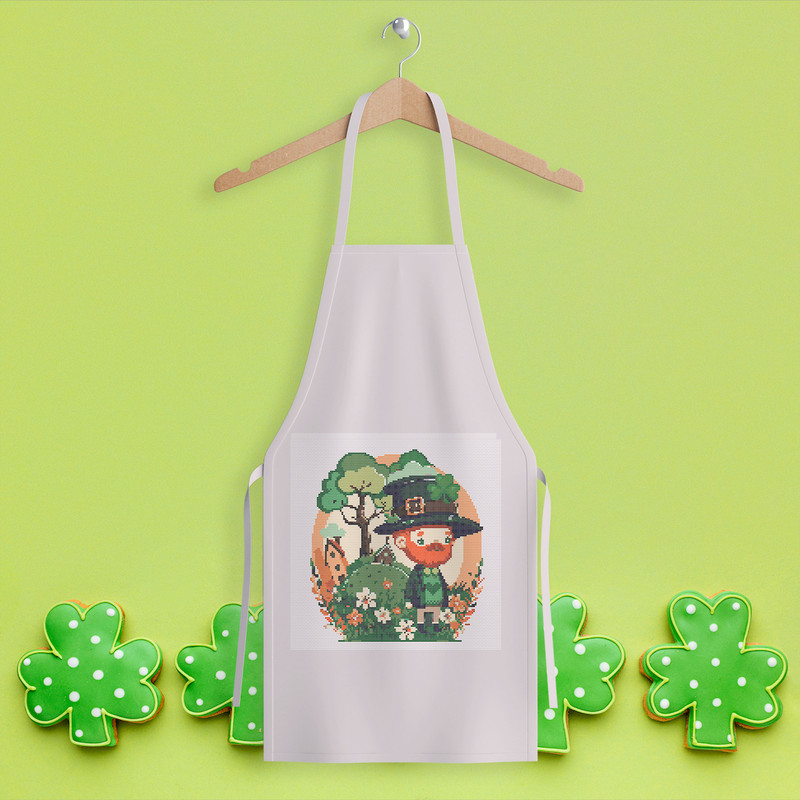 10 Leprechaun with spring flowers, shamrock and hamlet St Patrick day cross stitch digital printable A4 PDF pattern for home decor and gift  .jpg