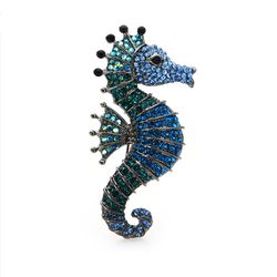 Seahorse brooch, Statement sea jewelry pin