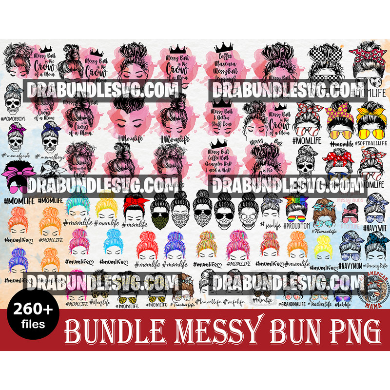 260 Messy bun svg, Messy bun with glasses svg, momlife svg, mom skull svg, messy bun classy afro woman svg - Printable, Cricut & Silhouette.jpg