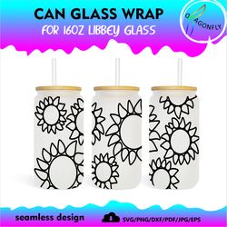 Libbey CAN GLASS WRAP_FOR 16OZ LIBBEY CLASS  Full Wrap | SUNFLOWER 16oz Libbey Glass Can