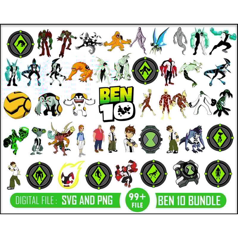 99 BEN 10 Clipart,Ben 10 images,Ben 10 characters,Ben 10 png, printable, transparent backgrounds, Instant Download.jpg