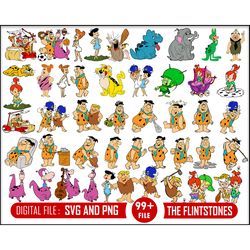 99 flintstones svg, the flintstones outline svg, flintstones png, fred svg, barney svg, dino svg, pebbles, the flintston
