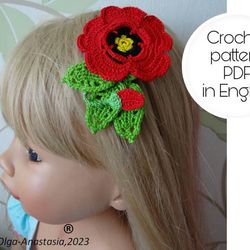 Hairpin brooch on head or clothes pattern ,  crochet pattern , crochet motif , crochet flower pattern , bag crochet
