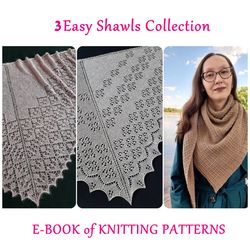 3 Shawl Knitting Patterns Collection Easy Knitting Project for Beginner Knitters