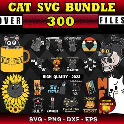 300 CAT SVG BUNDLE - SVG, PNG, DXF, EPS, PDF Files For Print And Cricut