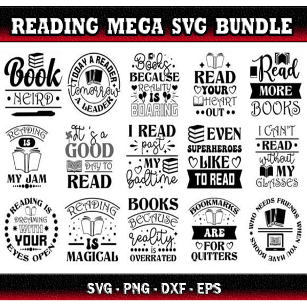 Reading Sticker Svg 400 READING SVG Bundle - SVG, PNG, DXF, EPS Files For Print - Inspire ...