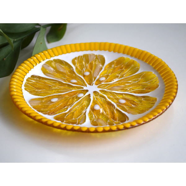 Lemon candy plates - Fused glass dessert dish with lemons - Fused glass art