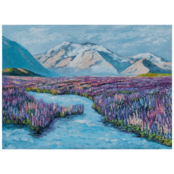 mountains painting  new zealand original art oil painting on canvas 20"x28" by kseniadeartgallery