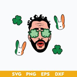bad bunny face lucky svg, bad bunny st patrick's day svg, st patrick day svg, png dxf eps file