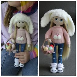 easter bunny doll pattern amigurumi, knit bunny clothes eng pdf