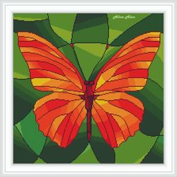 Cross stitch pattern Butterfly stained glass silhouette insects butterflies pillow counted cross stitch patterns PDF