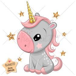 cute cartoon unicorn png, clipart, sublimation design, children printable, clip art