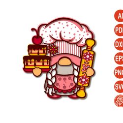 3d layered mandala cook gnome svg for cricut