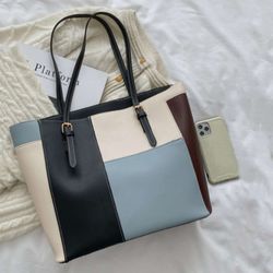 Womens Colorblock Shoulder Tote Bag