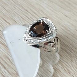 men's smoky quartz sterling silver ring a cool ring for a stylish man fashionable silver ring ring with oval stone