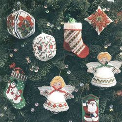 Christmas Ornaments Plastic Canvas Vintsge cross stitch pattern PDF Classic Holiday Designs Instant Downloa