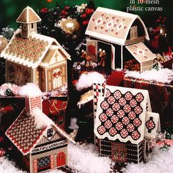 The Little Village Plastic Canvas Vintsge cross stitch pattern PDF Classic Holiday Designs Instant Downloa