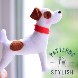 Kawaii Jack Russell Felt Dog Sewing Pattern: DIY Decor for Dog Lovers