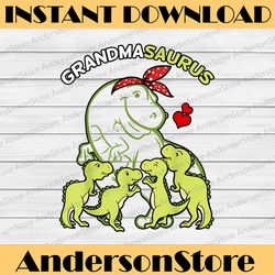 grandmasaurus grandma 4 kids dinosaur mother's day happy mother's day png sublimation design