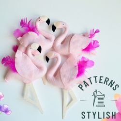 Kawaii Felt Flamingo Sewing Pattern: DIY Christmas Decor