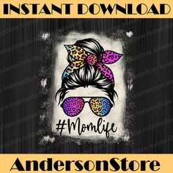 mom life bleached rainbow leopard mama mother happy mother's day png sublimation design