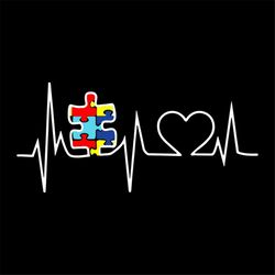 autism puzzle heartbeat svg, autism svg, heartbeat svg, colored puzzle svg, autism heartbeat svg, awareness day svg, aut