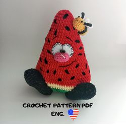 CROCHET WATERMELON PATTERN, Plush Soft toy Fruits, Plush crochet toys