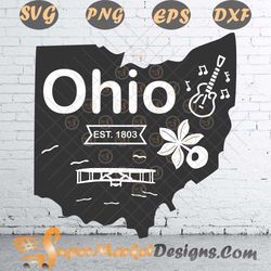 Vintage Ohio Home State Symbols Wright Buckeye SVG PNG DXF EPS
