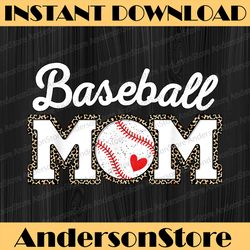 cute baseball mom leopard print mothers day happy mother's day png sublimation design