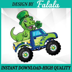 st patricks day cute dinosaur monster truck gift kids boys png, patrick day png, digital download