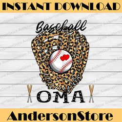 baseball oma leopard game day baseball lover mothers day happy mother's day png sublimation design