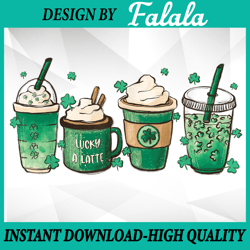 lucky latte at st patricks day for coffee addict png, st patrick clipart, patrick day png, digital download