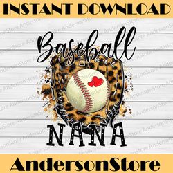 baseball nana leopard baseball lovers family mother's day happy mother's day png sublimation design