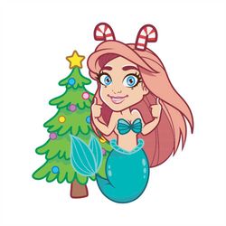 mermaid ariel christmas tree svg, christmas svg, pinetree svg, mermaid svg, ariel christmas svg, christmas light svg, ch