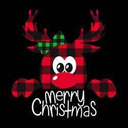 reindeer merry christmas svg, christmas svg, plaid reindeer svg, animal svg, winter svg, snow svg, green knot svg, cute