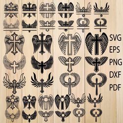 Cross  With Wings SVG, Cross Template For Cricut, Silhouette, SVG, DXF, EPS, PNG, Cross SVG , Cross Monogram Frame