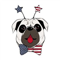 america pug dog svg, independence day svg, 4th of july svg, pug svg, dog svg, pug head svg, patriotic svg, america flag,