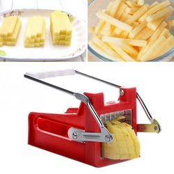 kitchen gadgets 2 blades potato cutter chopper stainless french fries slicer for kitchen